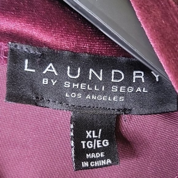 Laundry by Shelli Segal Velour Mock Neck Balloon Sleeve Burgundy Blouse - Picture 7 of 10